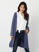 袖レースニットカーディガン/シロ