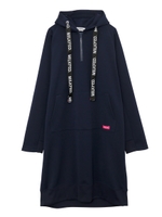 LOGO TAPE HOODED DRESS/ブラック