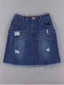 ・ダメージ加工デニムスカート/ライトインディゴ