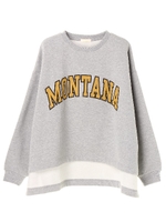 ・裏起毛ワイドロゴプルオーバー/杢グレー