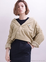 別注ノーカラーコーデュロイシャツ【Wrangler×MIHO NOJIRI】/ベージュ