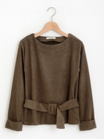 エアーライトシャギーベルト付きプルオーバー/ブラウン