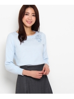 スパンコールビーズ刺繍ニット/オフホワイト(003)