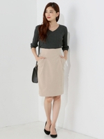 〓★JOCPC PE/PU 起毛 タイトスカート/BEIGE