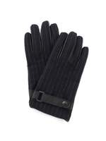 やぎ革×ストライプコンビグローブ/ネイビー(393)