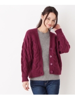 アラン編みニットカーディガン/ボルドー(064)
