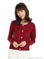 【鈴木優華さん着用】花ビジューボタンカーデ/ワイン