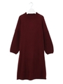 ウールブレンドボリューム袖ニットワンピース/ボルドー