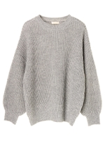 ・ざっくり畦ニットプルオーバー/ライトグレー