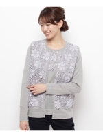 フラワーレースカーディガン×プルオーバーセット/グレー(012)