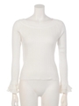 フリルシフォンオフショルknit TOP/WHT