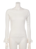 フリルシフォンオフショルknit TOP/WHT