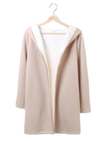 ミル×ファーボンディングフードコーディガン/コン/オフホワイト