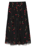 刺繍チュールロングスカート/BLK