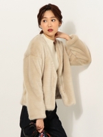 〓☆JC フェイクファー Vネックジャケット/BEIGE