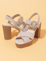 【サンダル】ビジュープラットフォームサンダル/ラベンダー