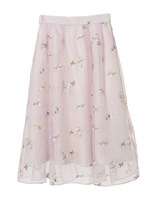 【スカート】オーガンジー刺繍スカート/ブラック