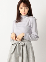 きらきら装飾タートルニット/ライトブルー