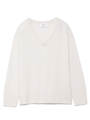 カシミヤ100%Vネックフレアニット/WHT