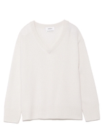 カシミヤ100%Vネックフレアニット/WHT