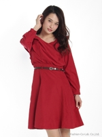 ショルダーフリルワンピース/ネイビー