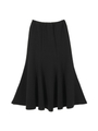 ニットソーフレアロングスカート/ブラック
