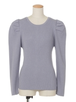 パワショル２ｗａｙリブニットトップス/ライトブルー