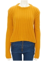 リブ編みクルーネックニット/マスタード