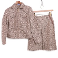 Bマーク総柄　ジップアップ　セットアップ ブラウン 38 バーバリーブルーレーベル 63277 BURBERRY BLUE LABEL  レディース