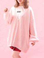 WC/無地ビッグカーディガン