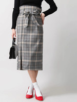 WEGO/ウエストリボンタイトミディスカート