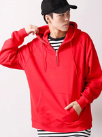 WEGO/ハーフジップビッグプルパーカー