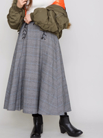 WEGO/レースアップチェックロングスカート