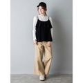 【50%OFF】【LIEN】フリルつきベロアキャミソール×リブTシャツセット