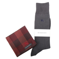【新品】 ハンカチ&靴下セット バーバリー 44634 BURBERRY レッド系×ネイビー系 メンズ