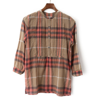 【新品】 ロングブラウス 衿なし 10Y(140cm) バーバリーロンドン 47576 BURBERRY LONDON ブラウン系 ガールズ