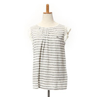 【新品】バーバリーブラックレーベル　ストライプ肩フリルシャツ　38093　グレー＆白　オシャレなシャツです