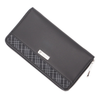 【新品】マイクロチェックラウンドジップウォレット ブラックレーベルクレストブリッジ 全長19cm cb-000320 ブラック系 メンズ