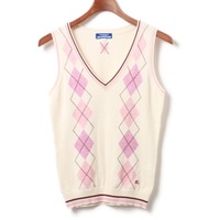 アーガイルニットベスト 38 バーバリーブルーレーベル 01000020 BURBERRY BLUE LABEL ホワイト レディース