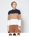 ウール混カラーブロックニットプルオーバー