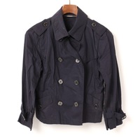 ガンフラップ装飾ダブルブレストジャケット 38 バーバリーロンドン 72905 BURBERRY LONDON ネイビー レディース