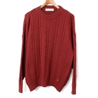 クルーネックケーブルニットセーター 102cm バーバリーズ 70162 Burberrys ボルドー メンズ