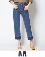 クロップド丈折り返しデニムパンツ【メール便可／100】