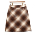 サイドジップラメチェックウールスカート 40 バーバリーロンドン 67615 BURBERRY LONDON ブラウン レディース
