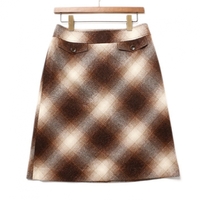 サイドジップラメチェックウールスカート 40 バーバリーロンドン 67615 BURBERRY LONDON ブラウン レディース