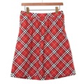 サイドボタンチェックスカート 36 バーバリーブルーレーベル 70037 BURBERRY BLUE LABEL レッド レディース