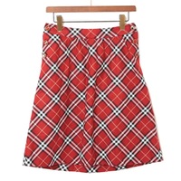 サイドボタンチェックスカート 36 バーバリーブルーレーベル 70037 BURBERRY BLUE LABEL レッド レディース