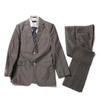 ストライプノッチドラペルテーラードシングルジャケットスーツ M バーバリーブラックレーベル 65341 BURBERRY BLACK LABEL グレー メンズ