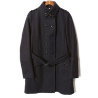 ダブルブレストウールロングコート 38 バーバリープローサム br01001260 BURBERRY PRORSUM ネイビー レディース
