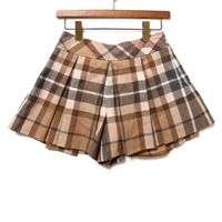 チェック柄サイドジッププリーツミニスカート ブラウン 36 バーバリーブルーレーベル 67673 BURBERRY BLUE LABEL ブラウン レディース